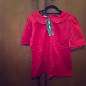 NWT Red vintage  Peter Pan collar blouse